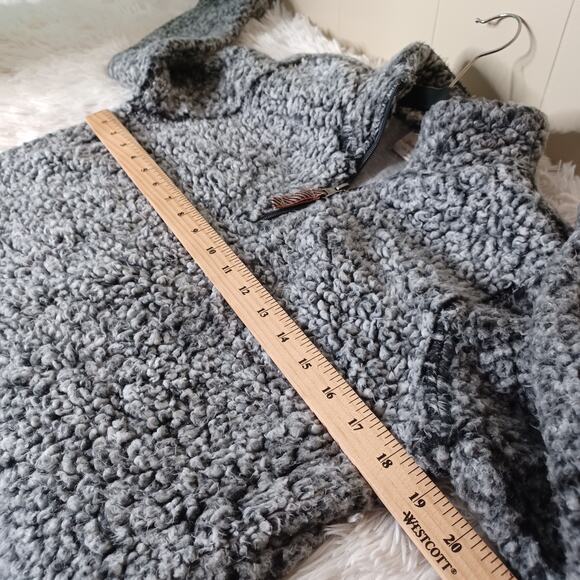 Original Weatherproof Snow Winter Quarter Zip Faux Fur Sherpa Jacket Gray Small - Picture 4 of 6